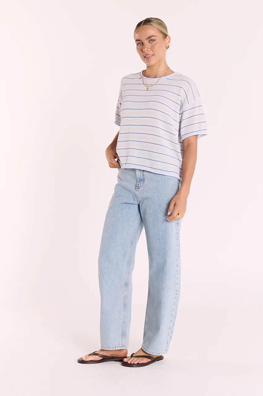 Evie Knitted Top - Blue Stripe - Image 3