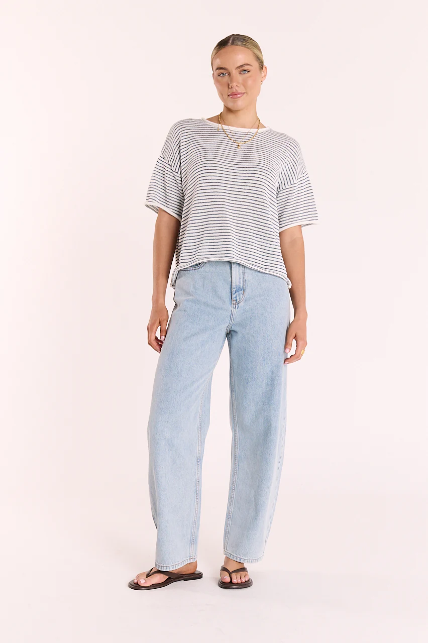 Evie Knitted Top - Navy Stripe - Image 3