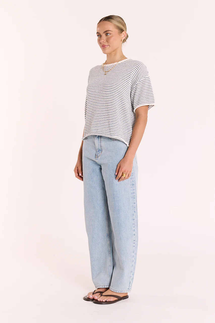 Evie Knitted Top - Navy Stripe - Image 5