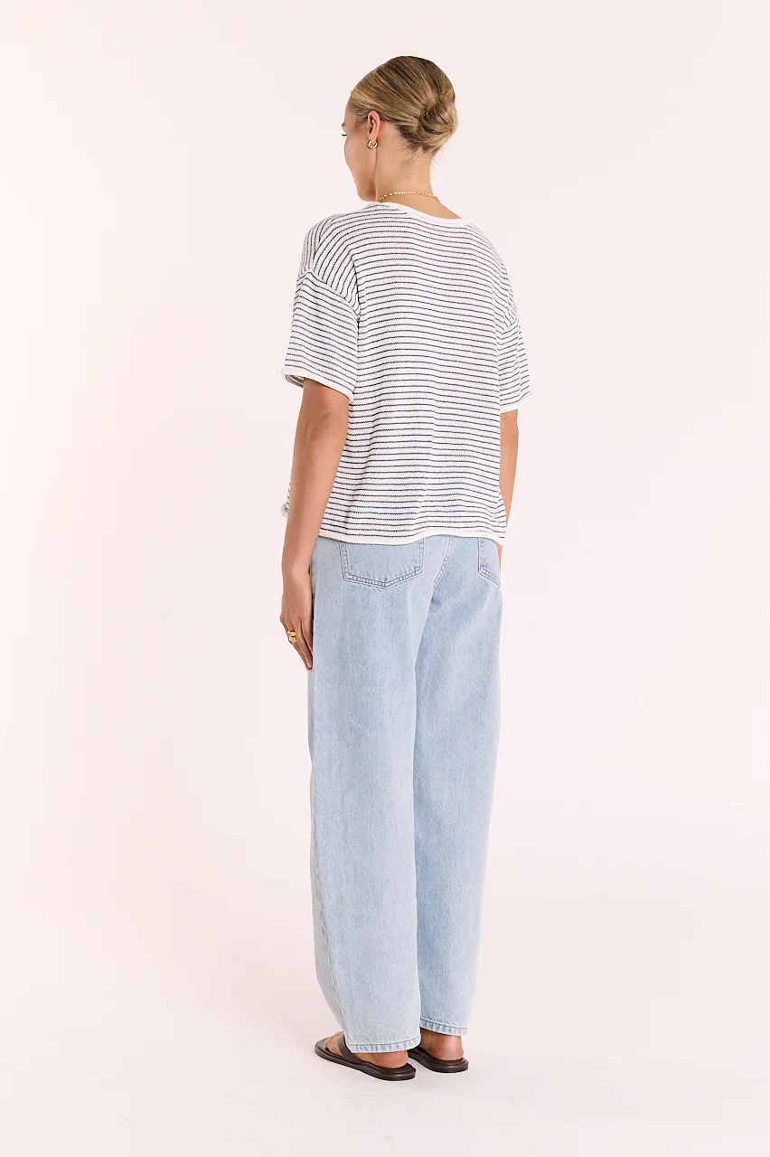 Evie Knitted Top - Navy Stripe - Image 6