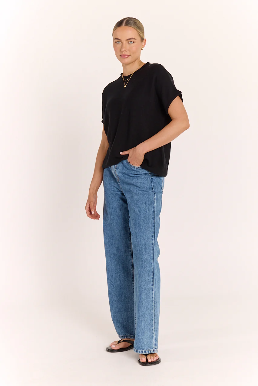 Faye Knitted Tee - Black - Image 3