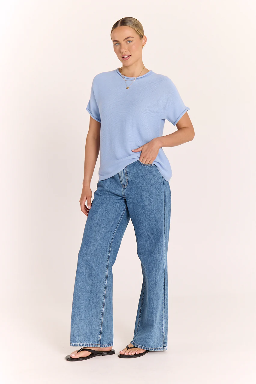 Faye Knitted Tee - Powder Blue - Image 3