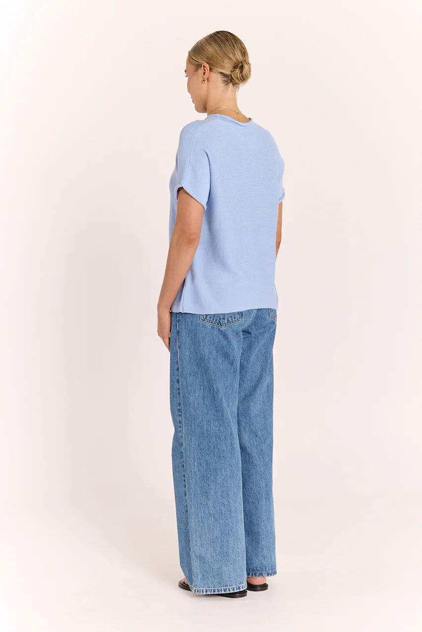 Faye Knitted Tee - Powder Blue - Image 4