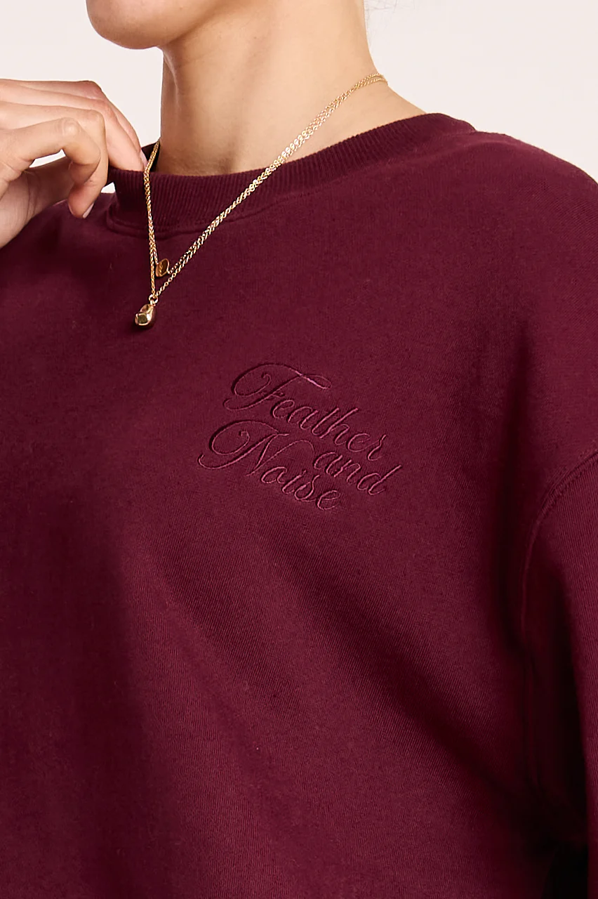 Feather Logo Crew - Burgundy - Image 2