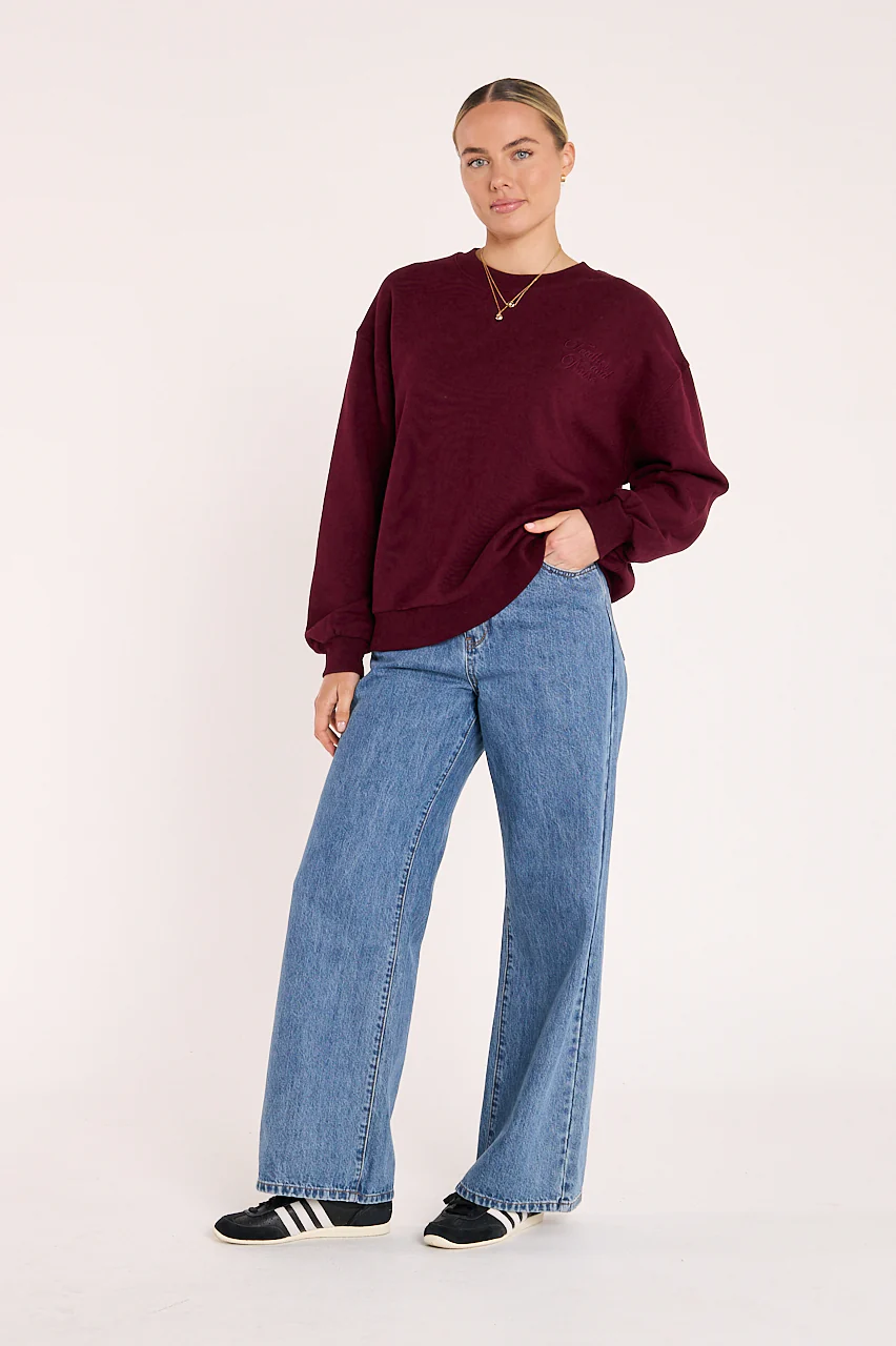 Feather Logo Crew - Burgundy - Image 3