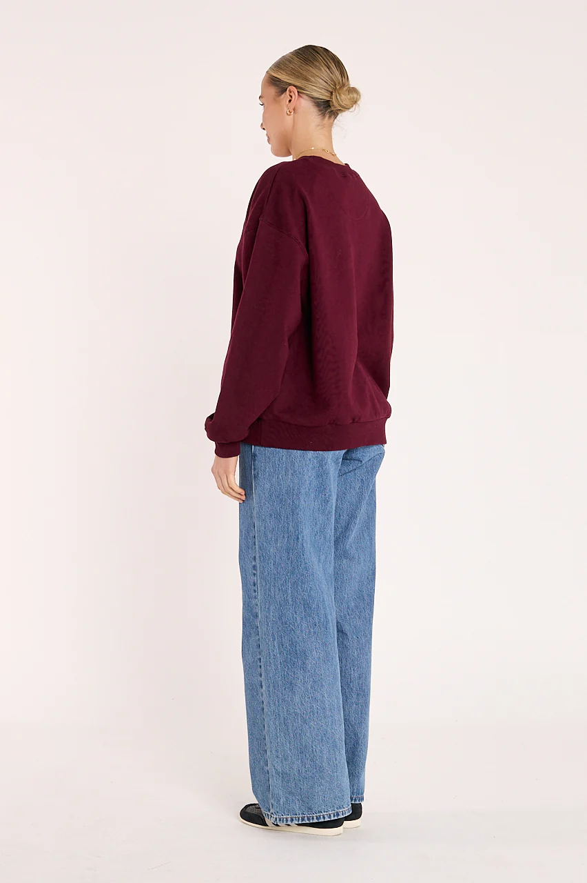 Feather Logo Crew - Burgundy - Image 4