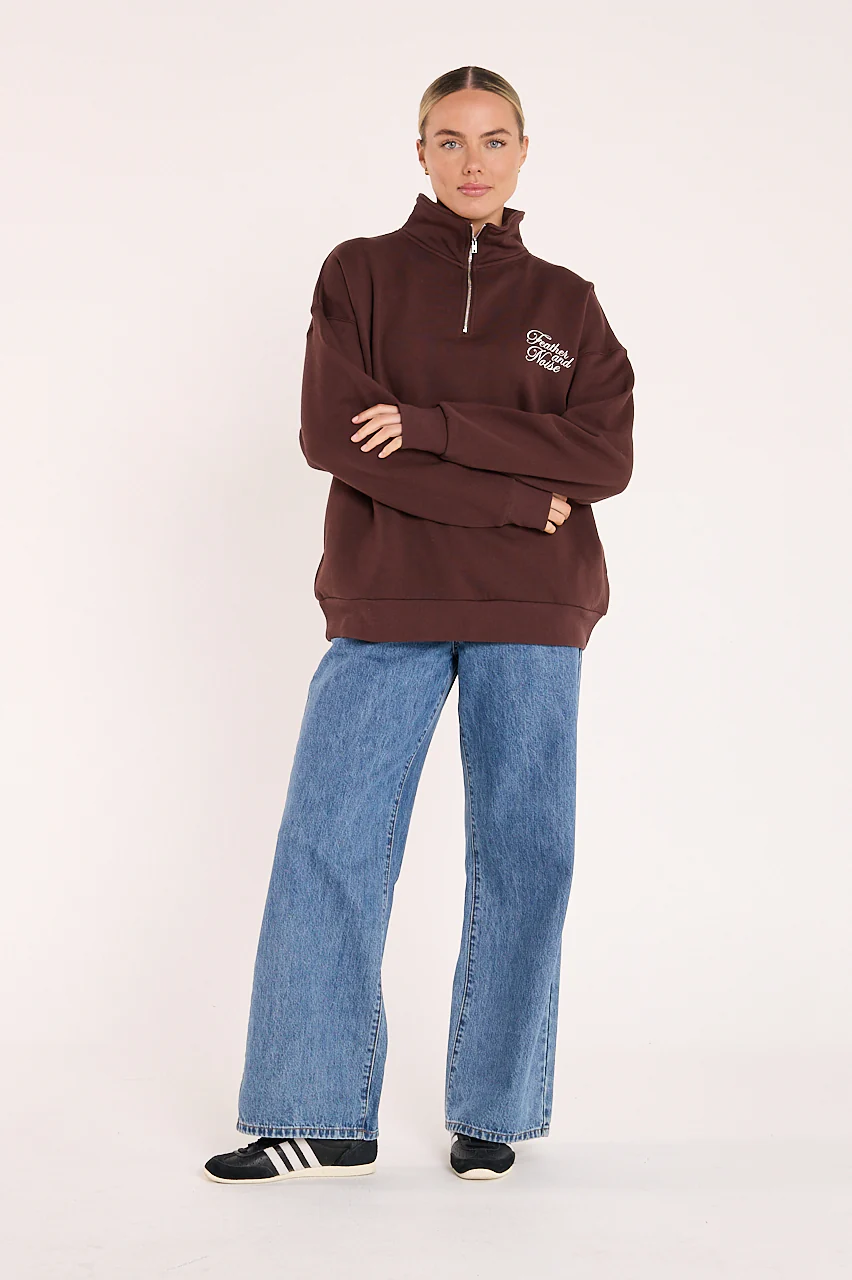 Feather Logo Sweater - Chocolate - Image 2