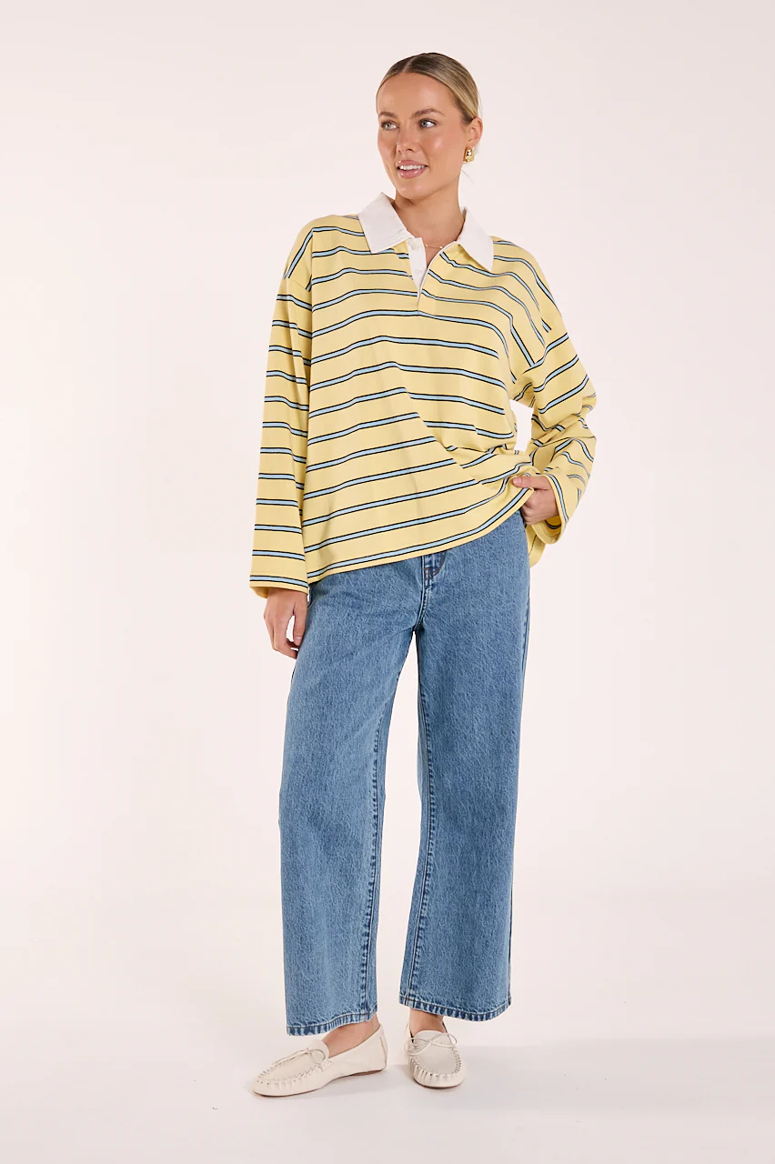 Finn Long Sleeve Rugby Top - Butter Blue Stripe - Image 4