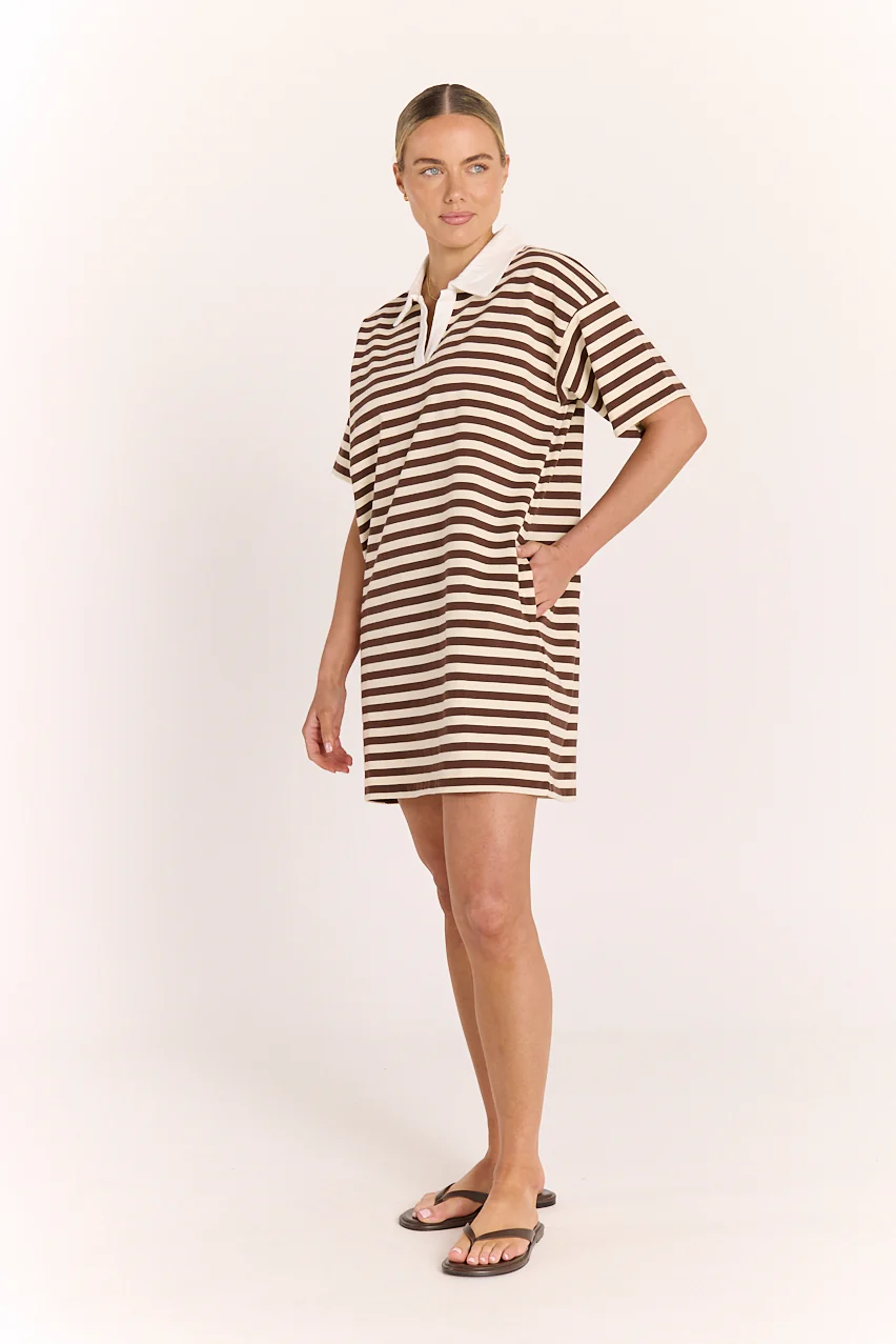 Finn Rugby Dress - Chocolate Stripe - Image 5