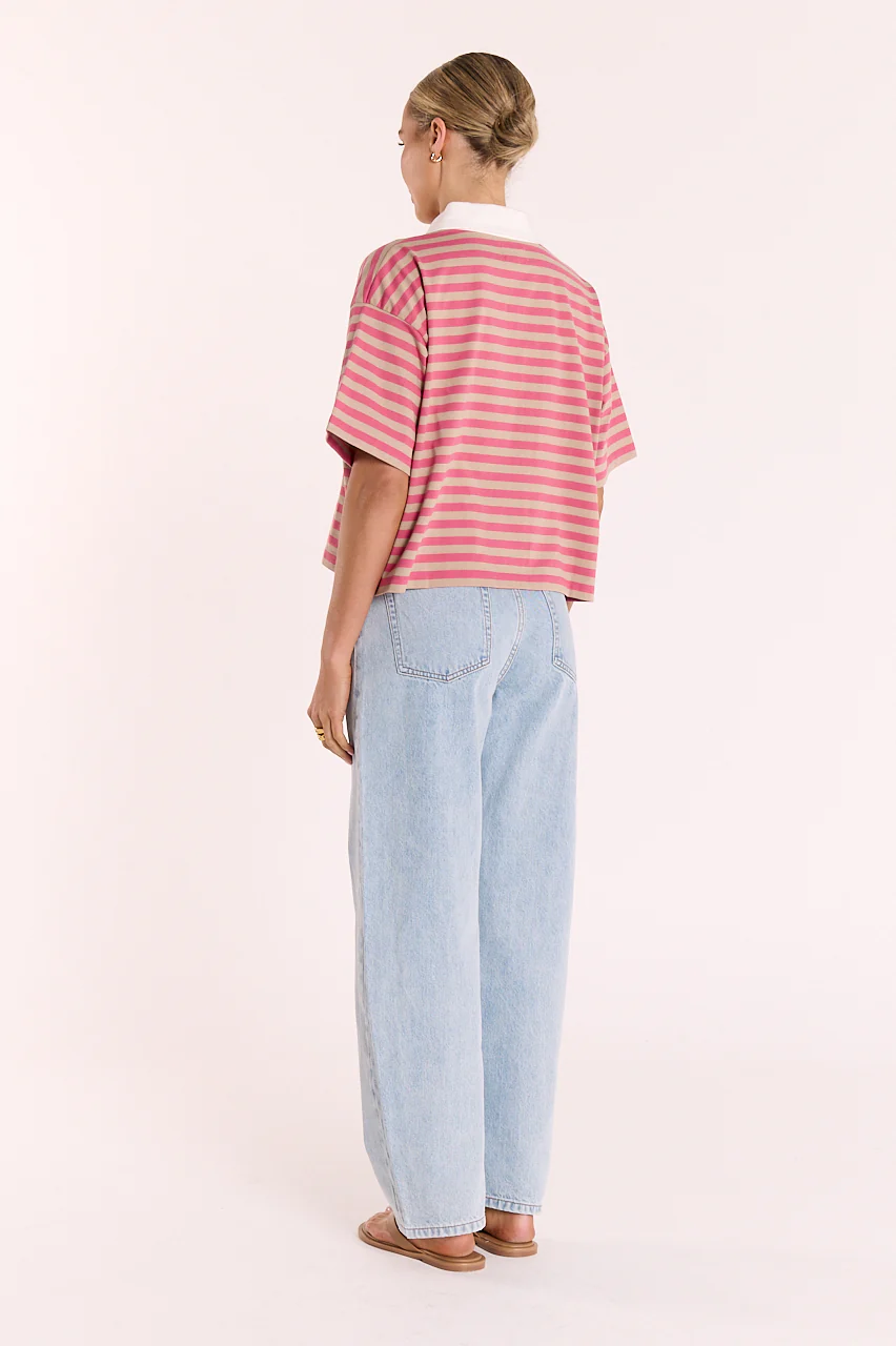 Finn Rugby Tee - Pink Beige Stripe - Image 4