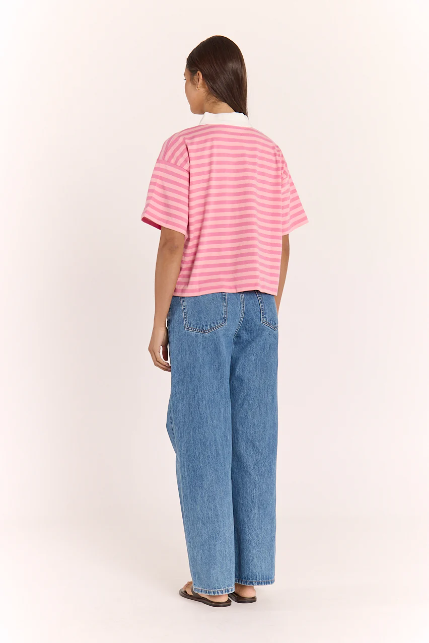 Finn Rugby Tee - Pink Blush Stripe - Image 6