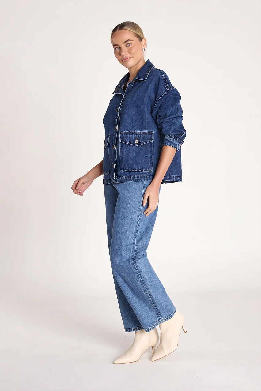 Flo Denim Jacket - Dark Blue - Image 4