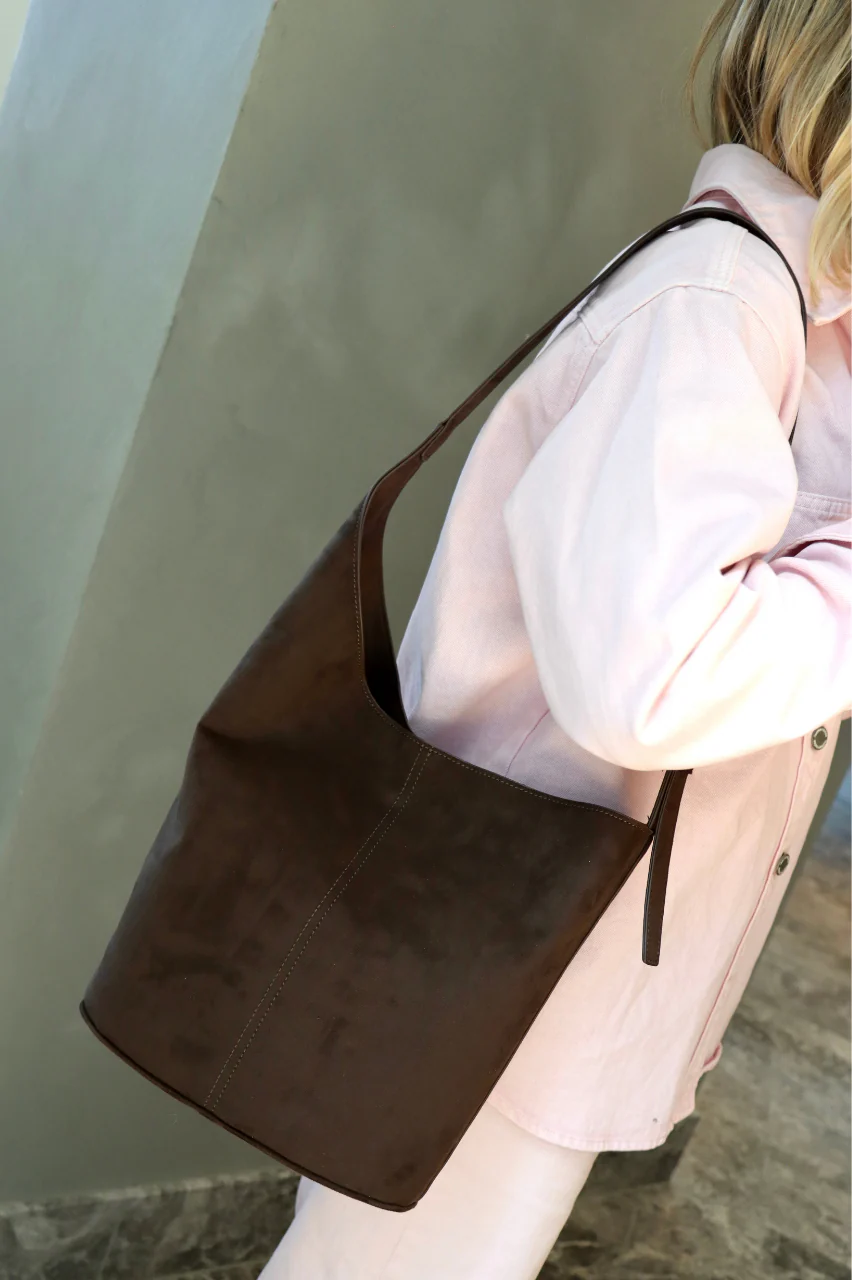 Genna Shoulder Bag - Dark Cacao Suede - Image 2