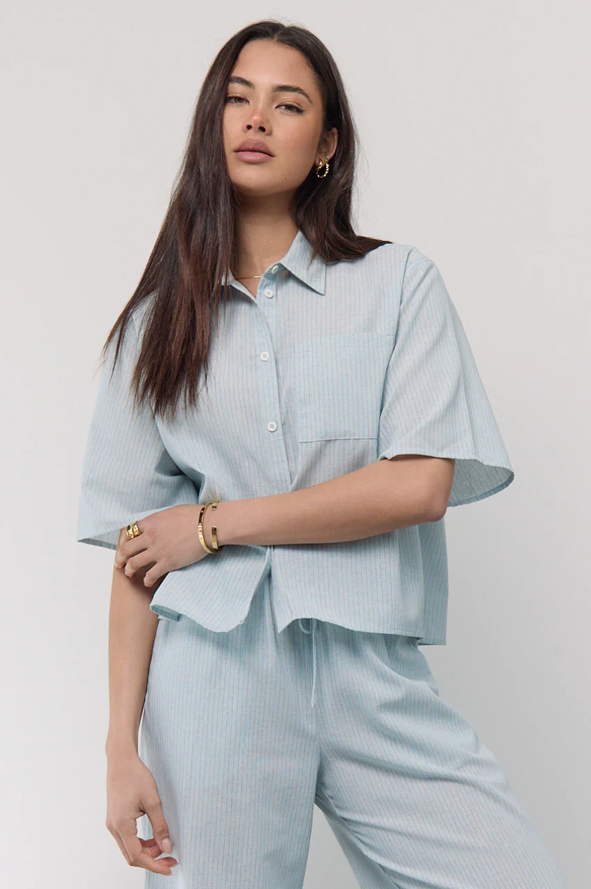 Georgia Shirt - Airy Blue Pinstripe - Image 2