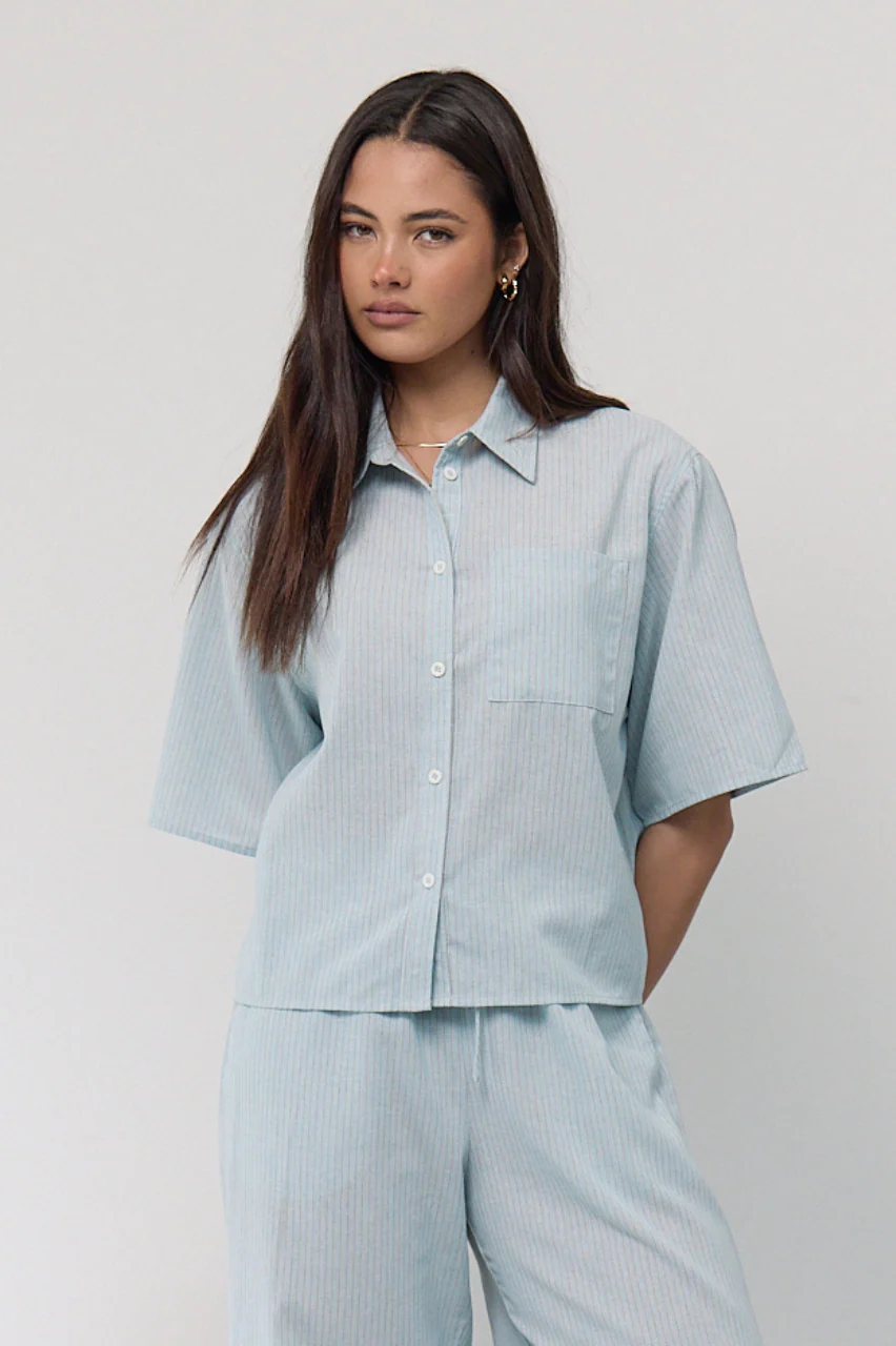 Georgia Shirt - Airy Blue Pinstripe - Image 4