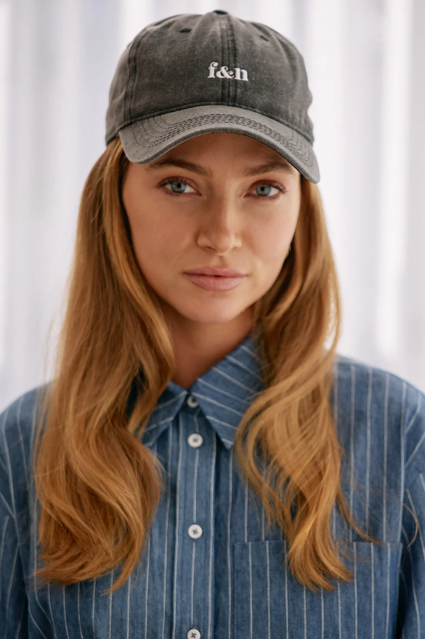 Gigi Washed Denim Cap - Black - Image 4