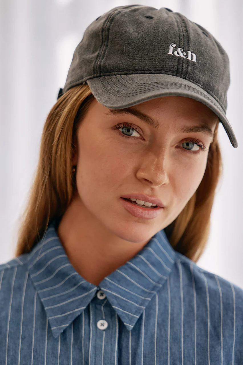 Gigi Washed Denim Cap - Black - Image 6