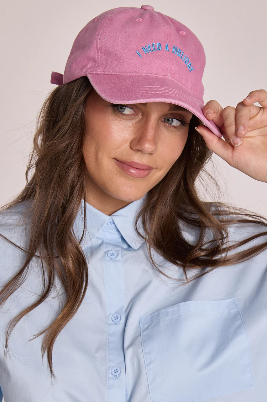 Gigi Washed Denim Cap - Holiday Pink