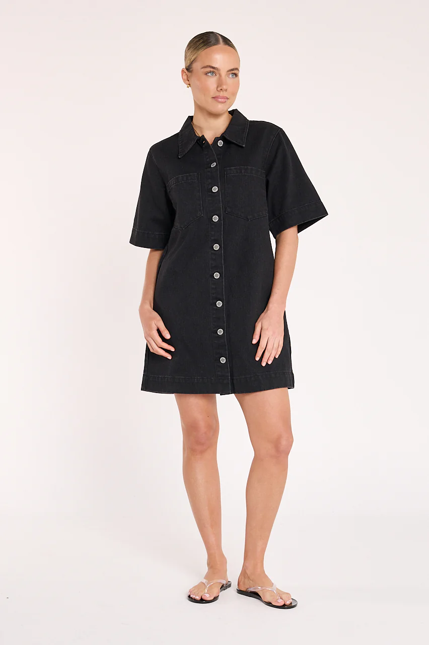 Grace Denim Dress - Black - Image 4