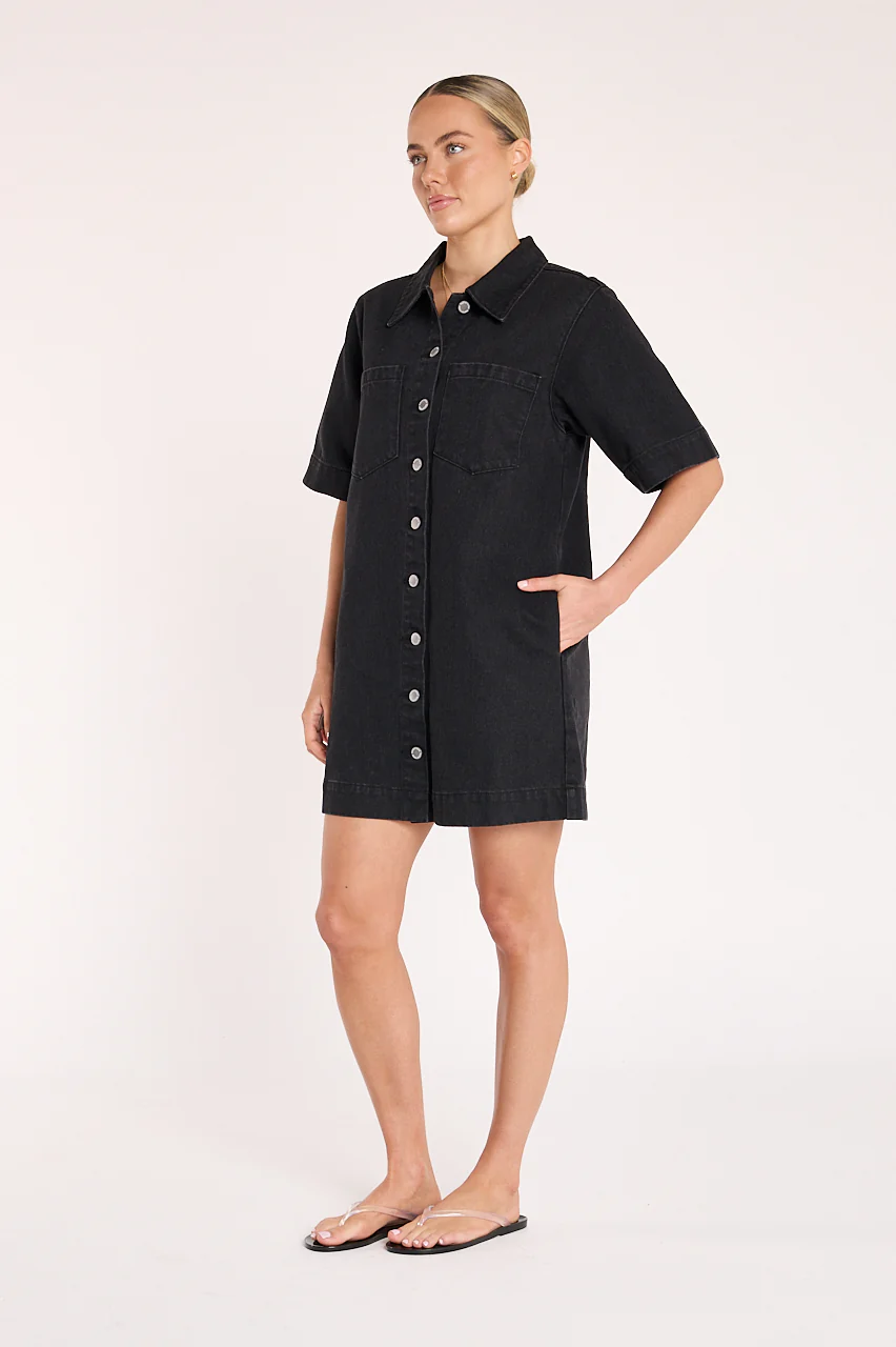 Grace Denim Dress - Black - Image 5