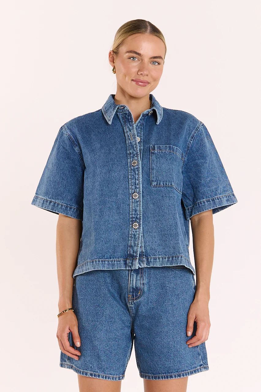 Grace Denim Shirt - Dark Blue - Image 3