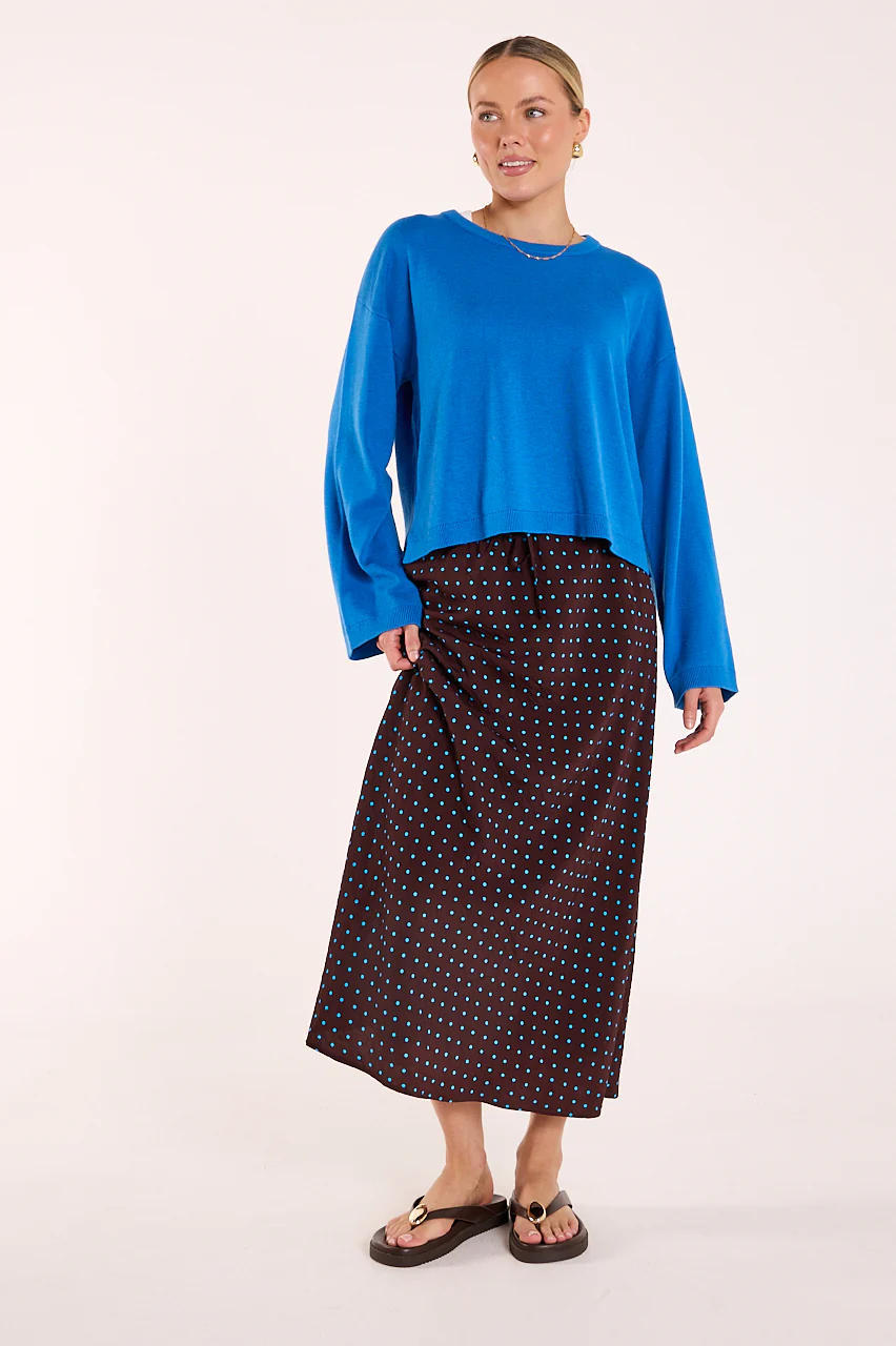Harper Skirt - Chocolate Blue Spot - Image 3