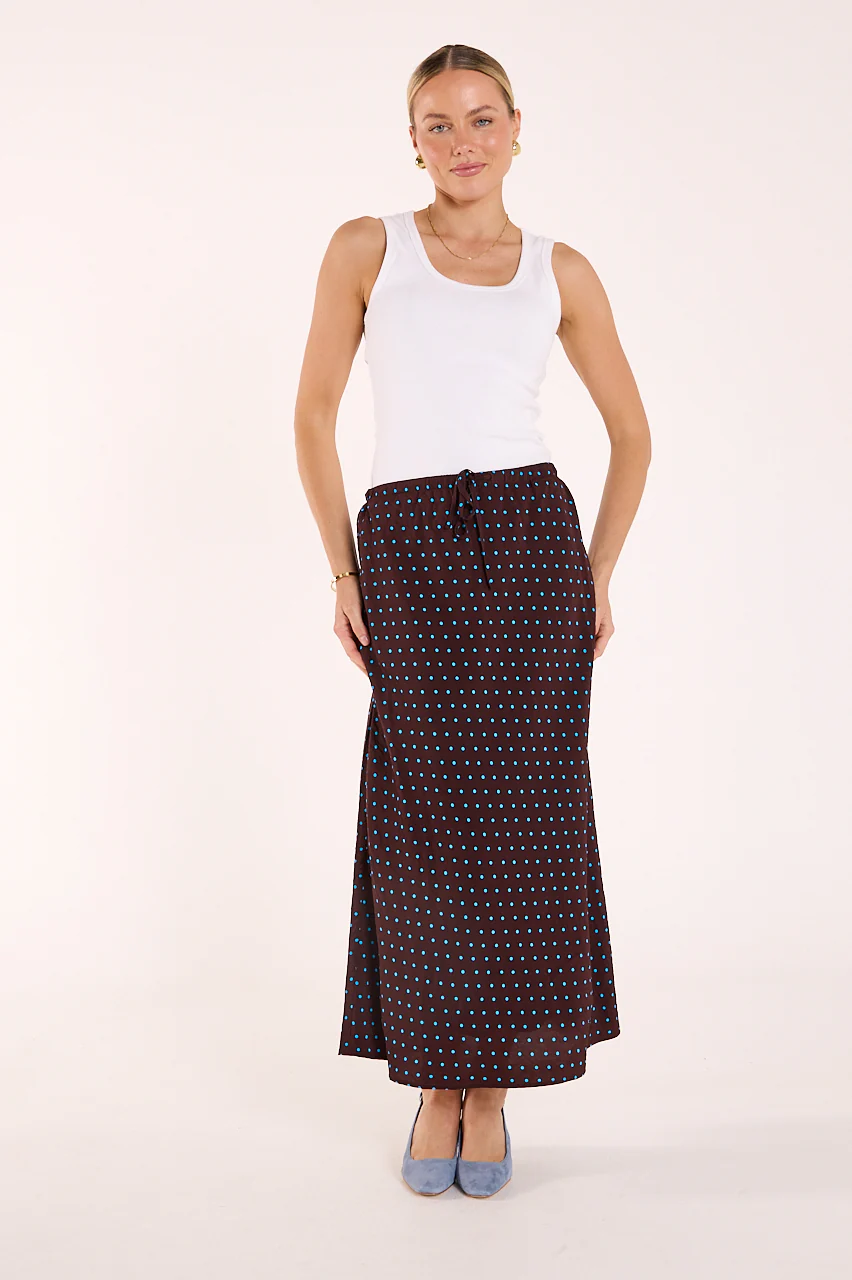Harper Skirt - Chocolate Blue Spot - Image 5