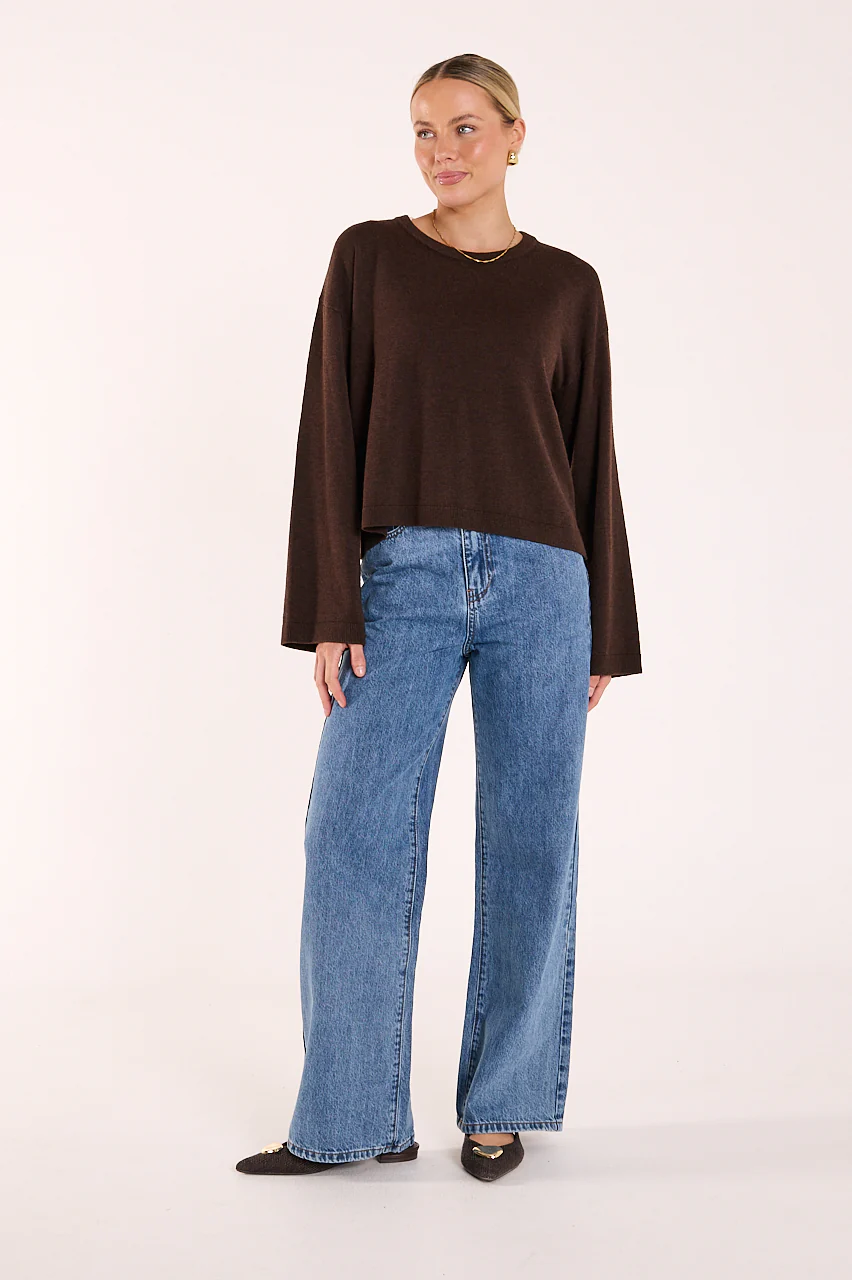 Hartley Long Sleeve Top - Chocolate - Image 3