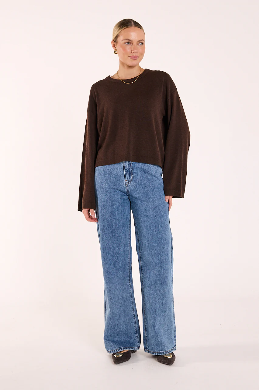 Hartley Long Sleeve Top - Chocolate - Image 4