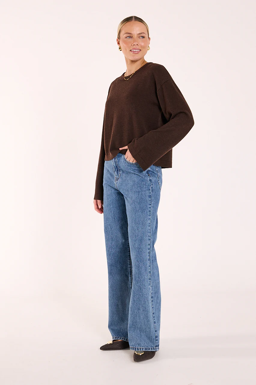 Hartley Long Sleeve Top - Chocolate - Image 7