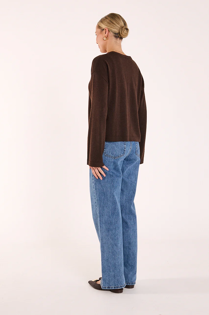 Hartley Long Sleeve Top - Chocolate - Image 8