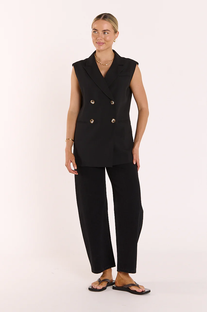 Hayley Sleeveless Blazer - Black - Image 3