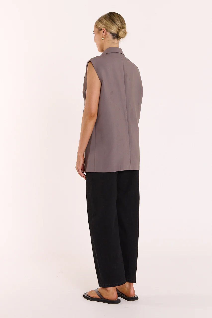 Hayley Sleeveless Blazer - Taupe - Image 6