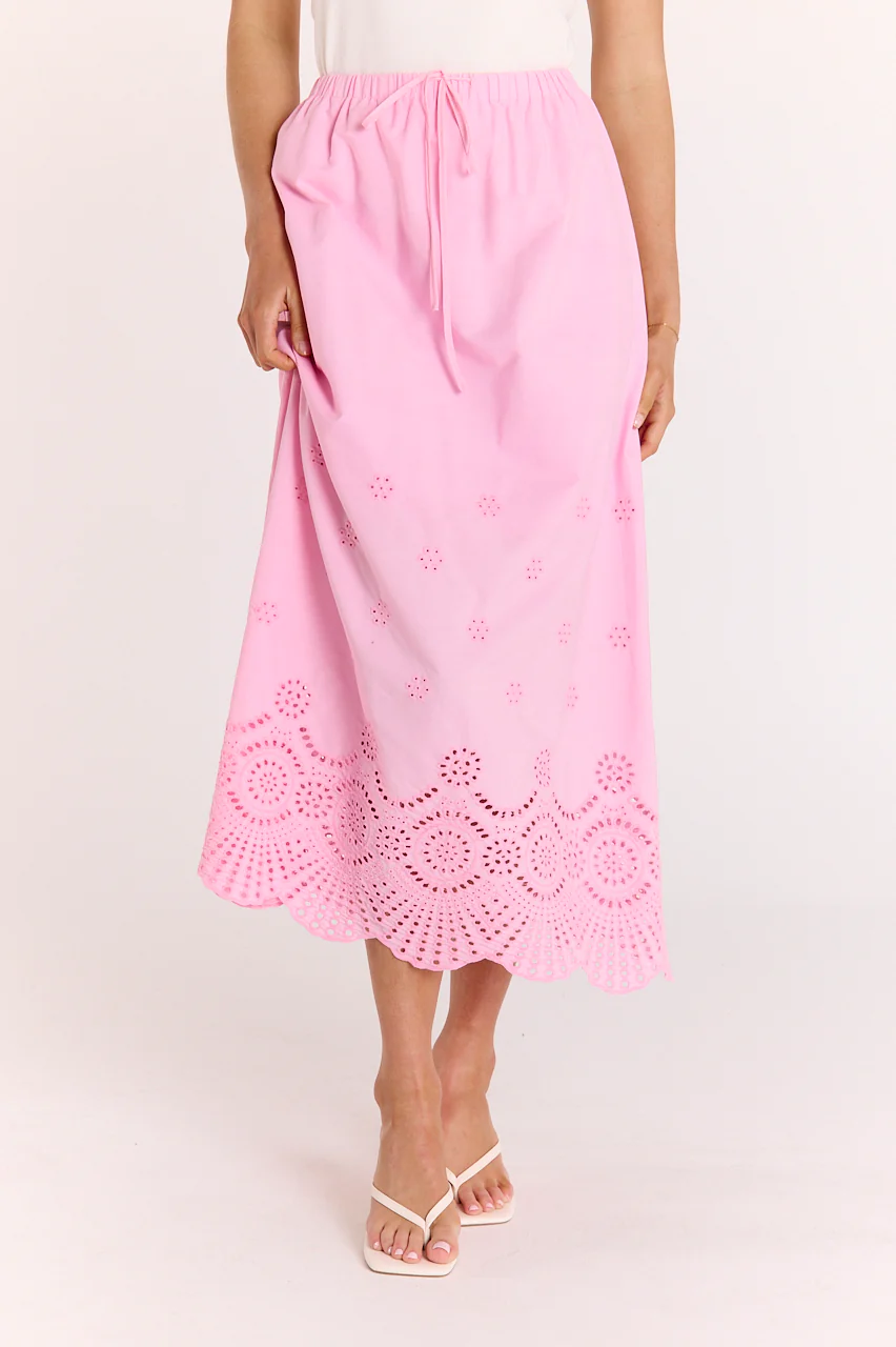 Hazel Broderie Skirt - Pink