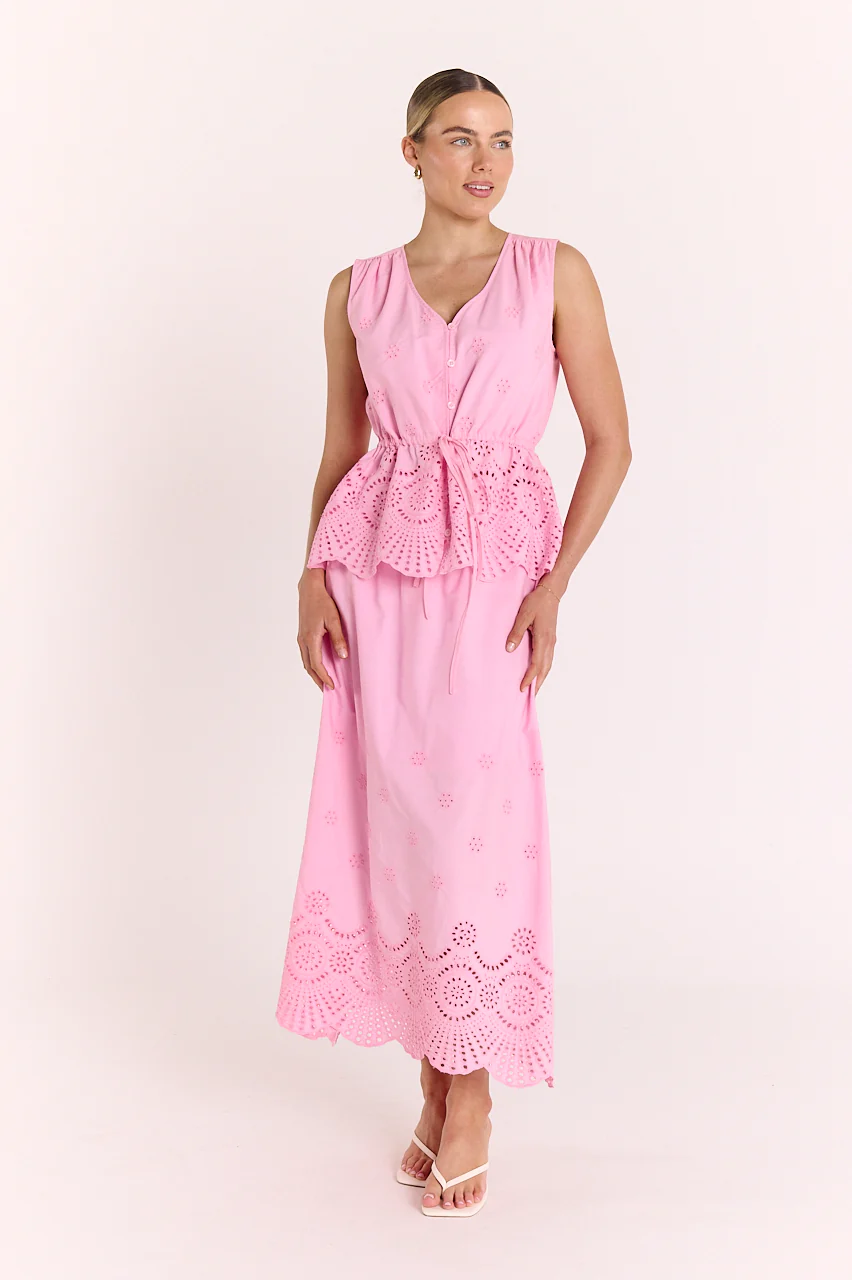 Hazel Broderie Skirt - Pink - Image 3