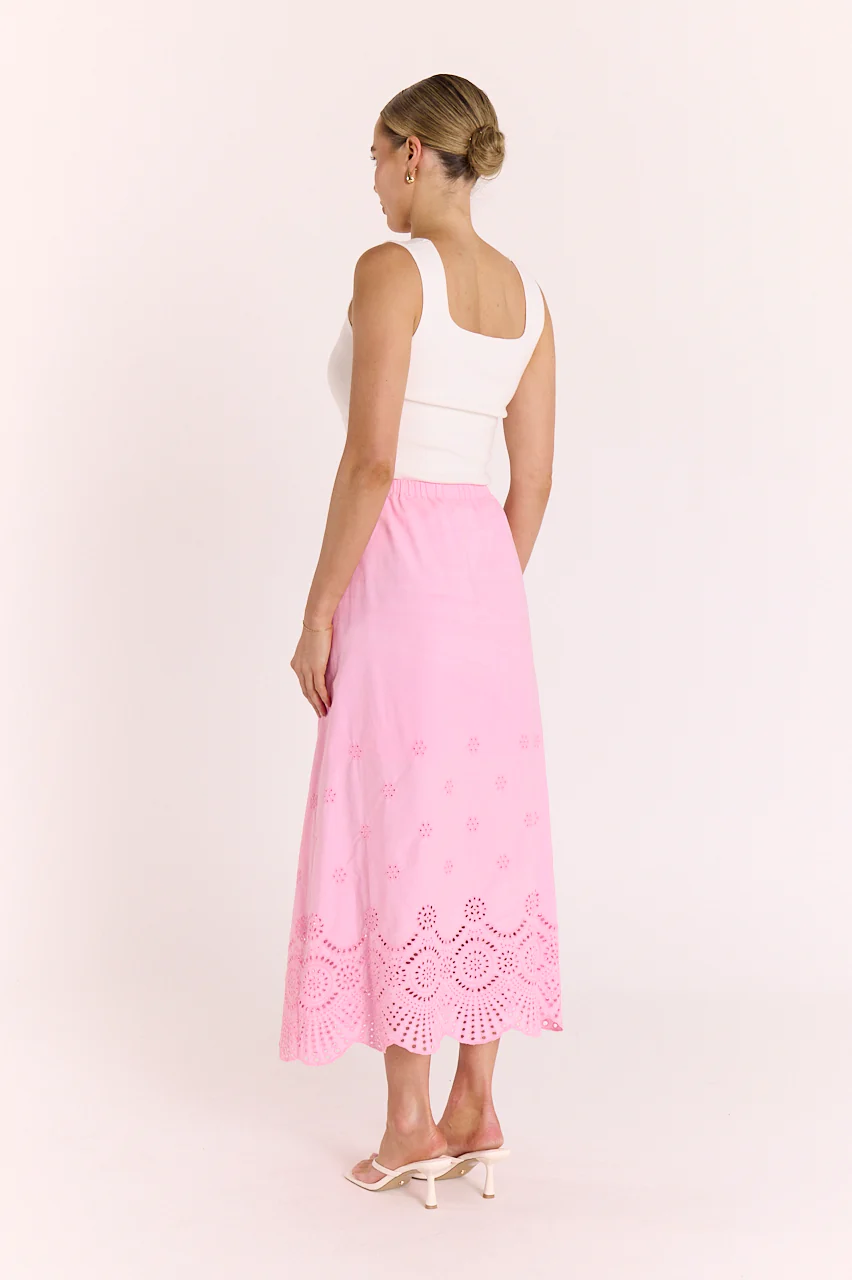 Hazel Broderie Skirt - Pink - Image 6