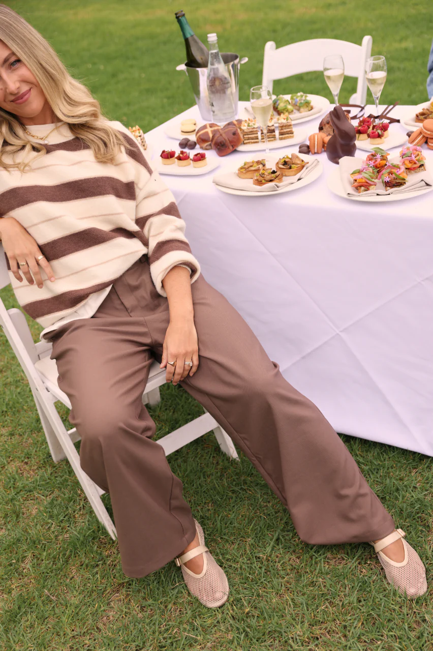 Holly Knit - Cream Chocolate Stripe - Image 2