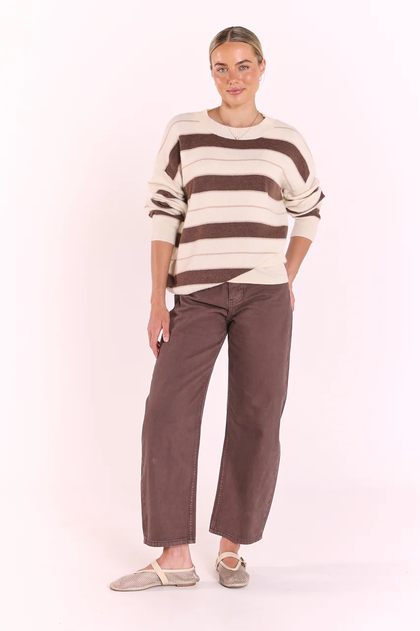Holly Knit - Cream Chocolate Stripe - Image 3