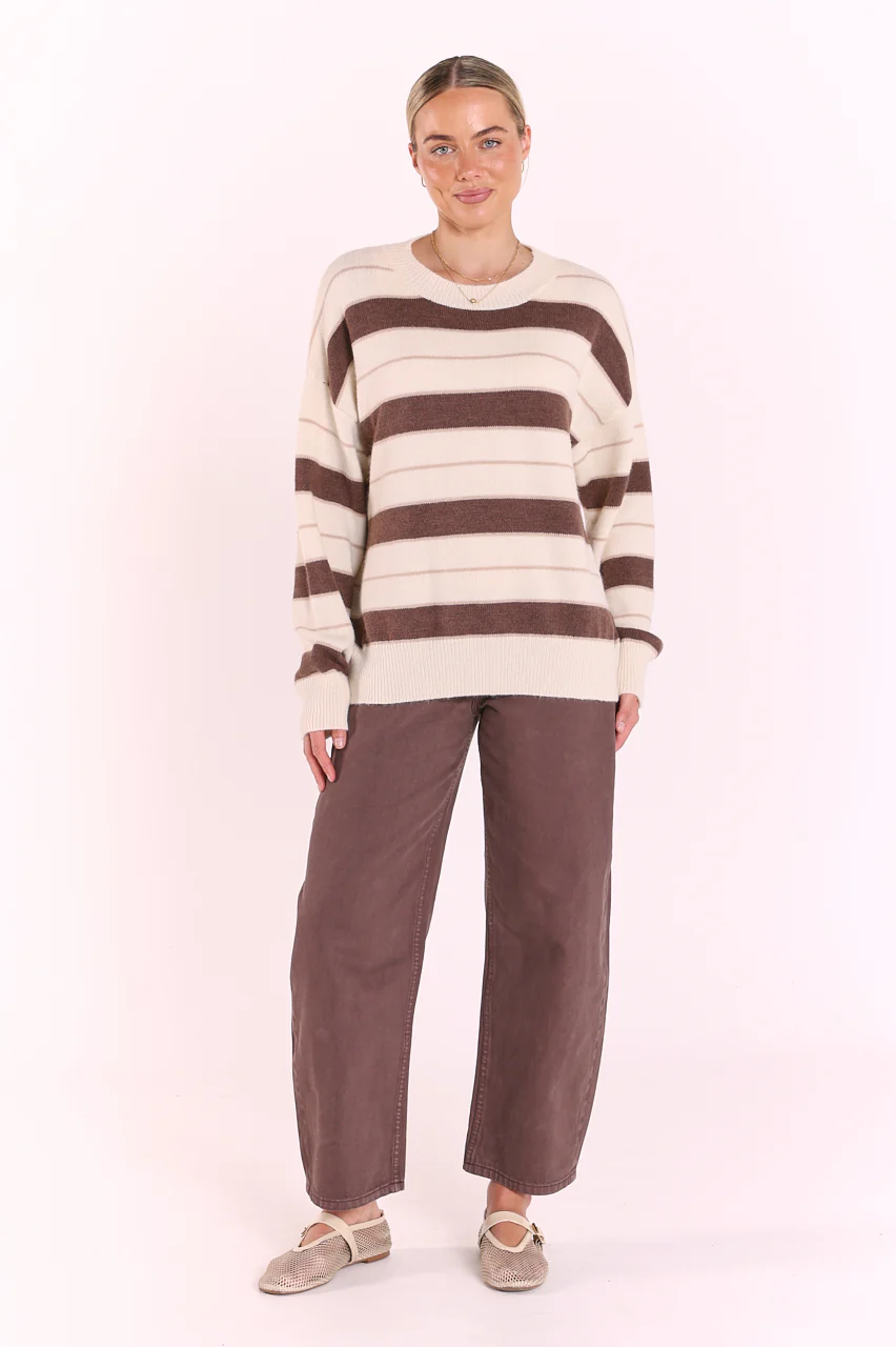 Holly Knit - Cream Chocolate Stripe - Image 4
