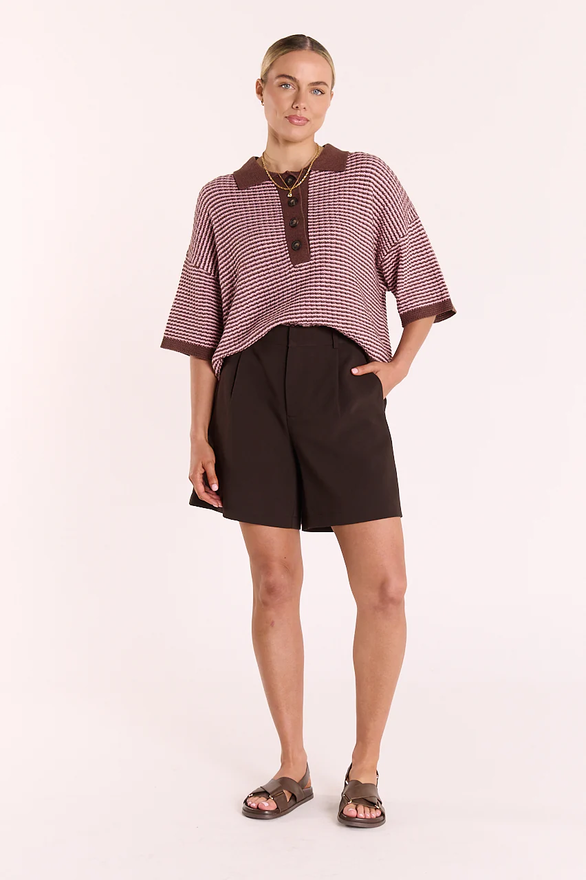 Hunter Top - Chocolate Pink Stripe - Image 4