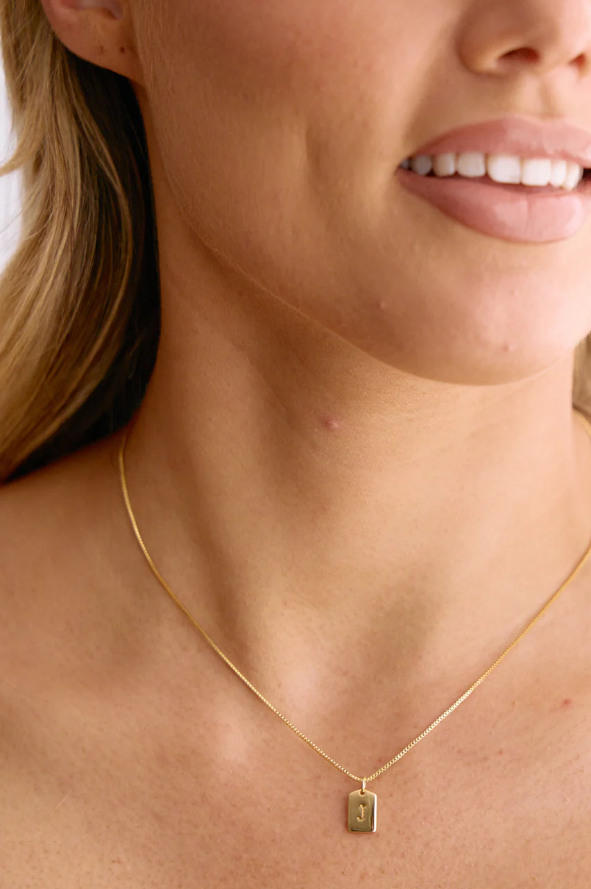 Initial Tag Charm Necklace - Gold - Image 10