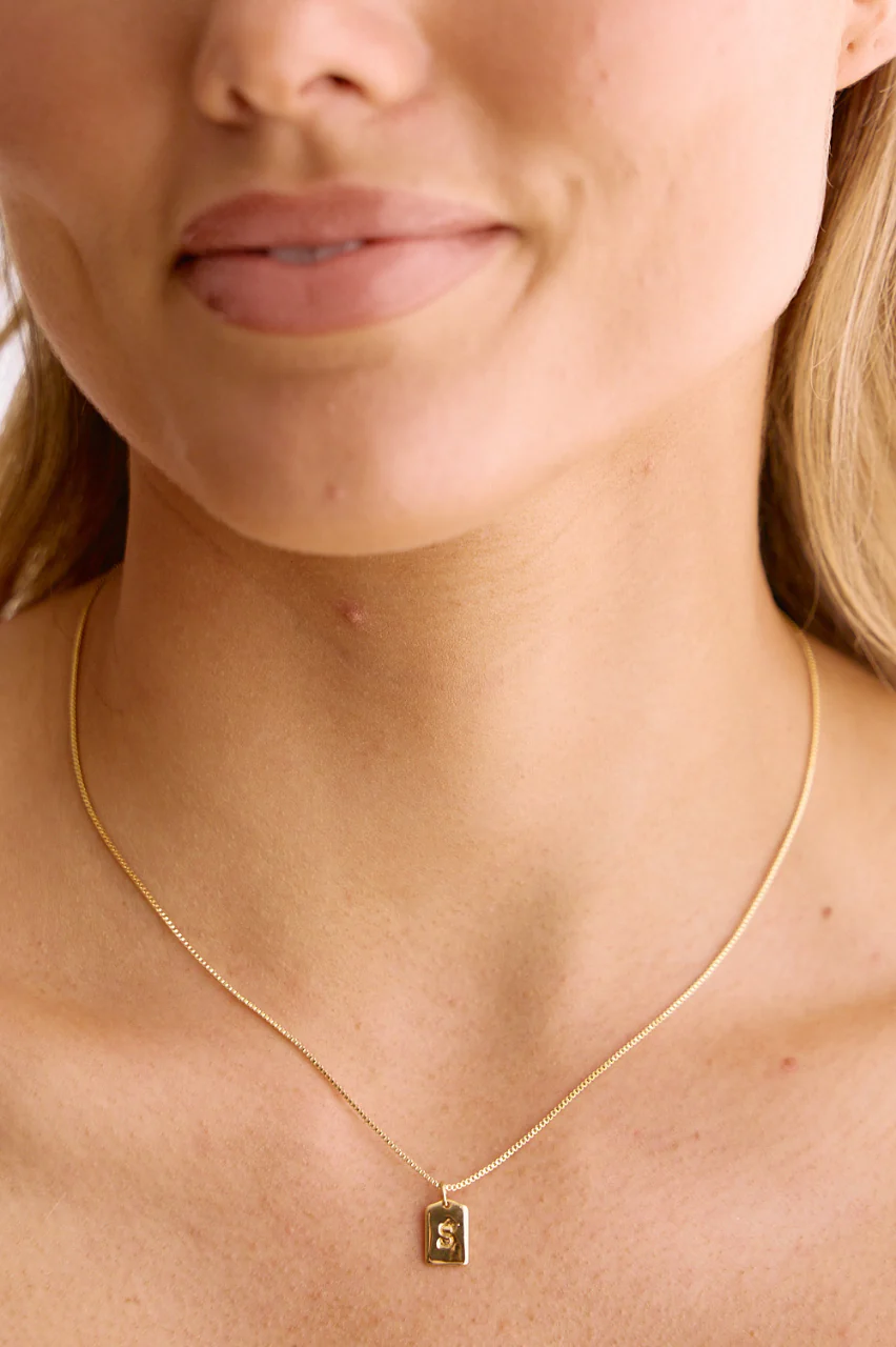 Initial Tag Charm Necklace - Gold - Image 11