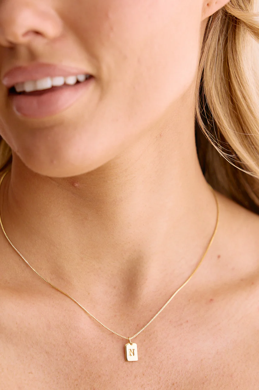 Initial Tag Charm Necklace - Gold - Image 12