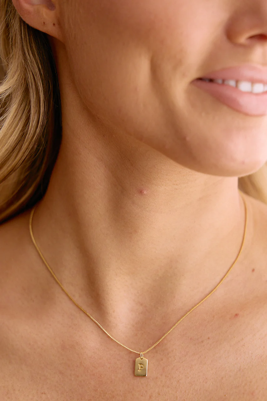 Initial Tag Charm Necklace - Gold - Image 13