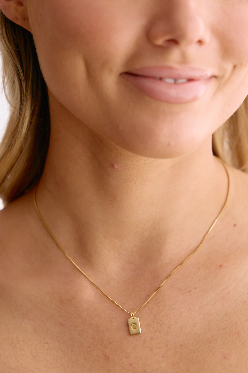 Initial Tag Charm Necklace - Gold - Image 14