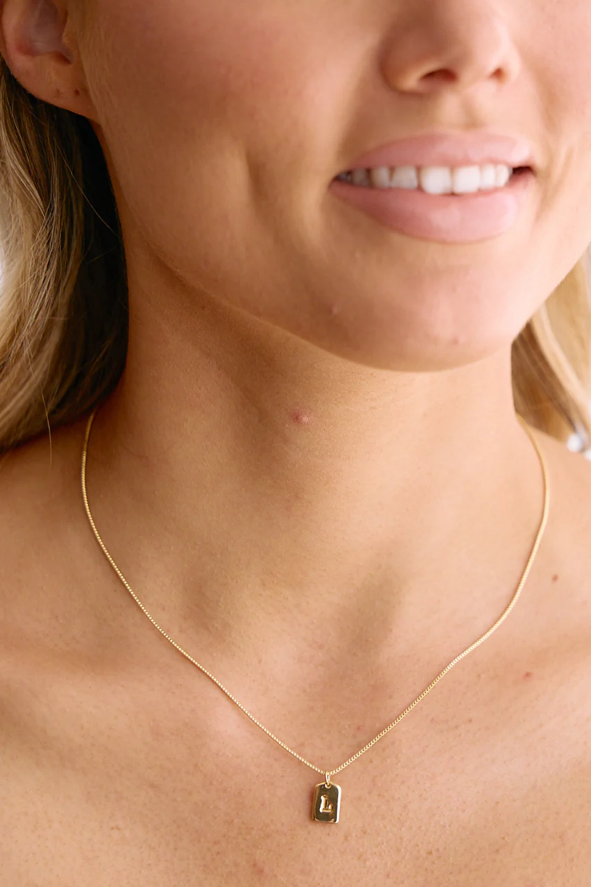 Initial Tag Charm Necklace - Gold - Image 16