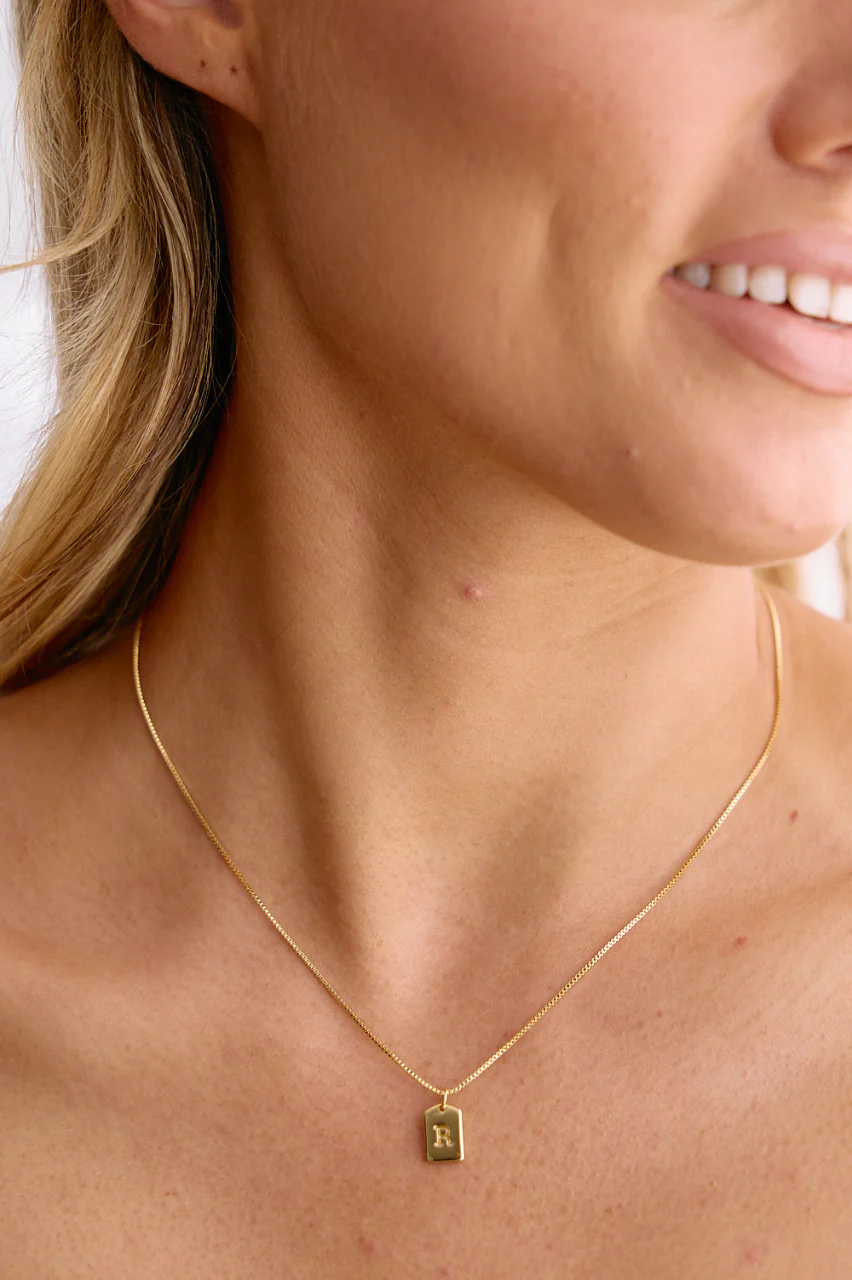 Initial Tag Charm Necklace - Gold - Image 17