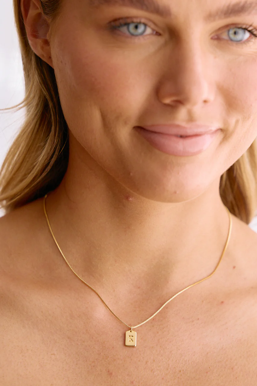 Initial Tag Charm Necklace - Gold - Image 18