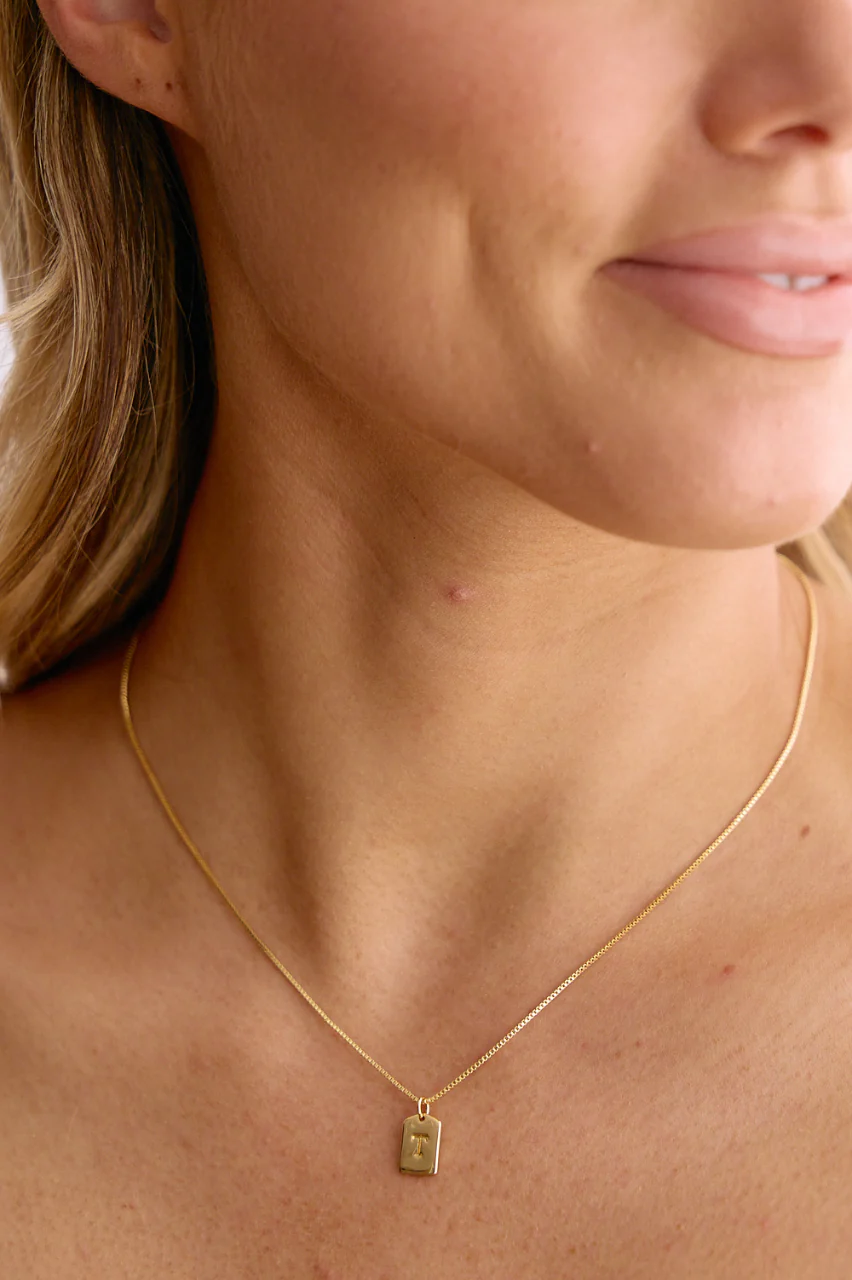 Initial Tag Charm Necklace - Gold - Image 19