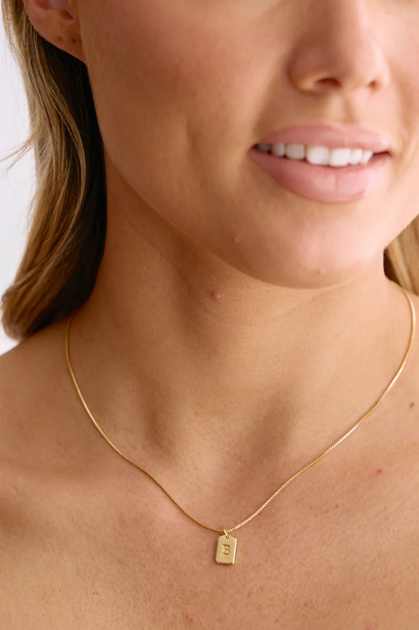 Initial Tag Charm Necklace - Gold - Image 3
